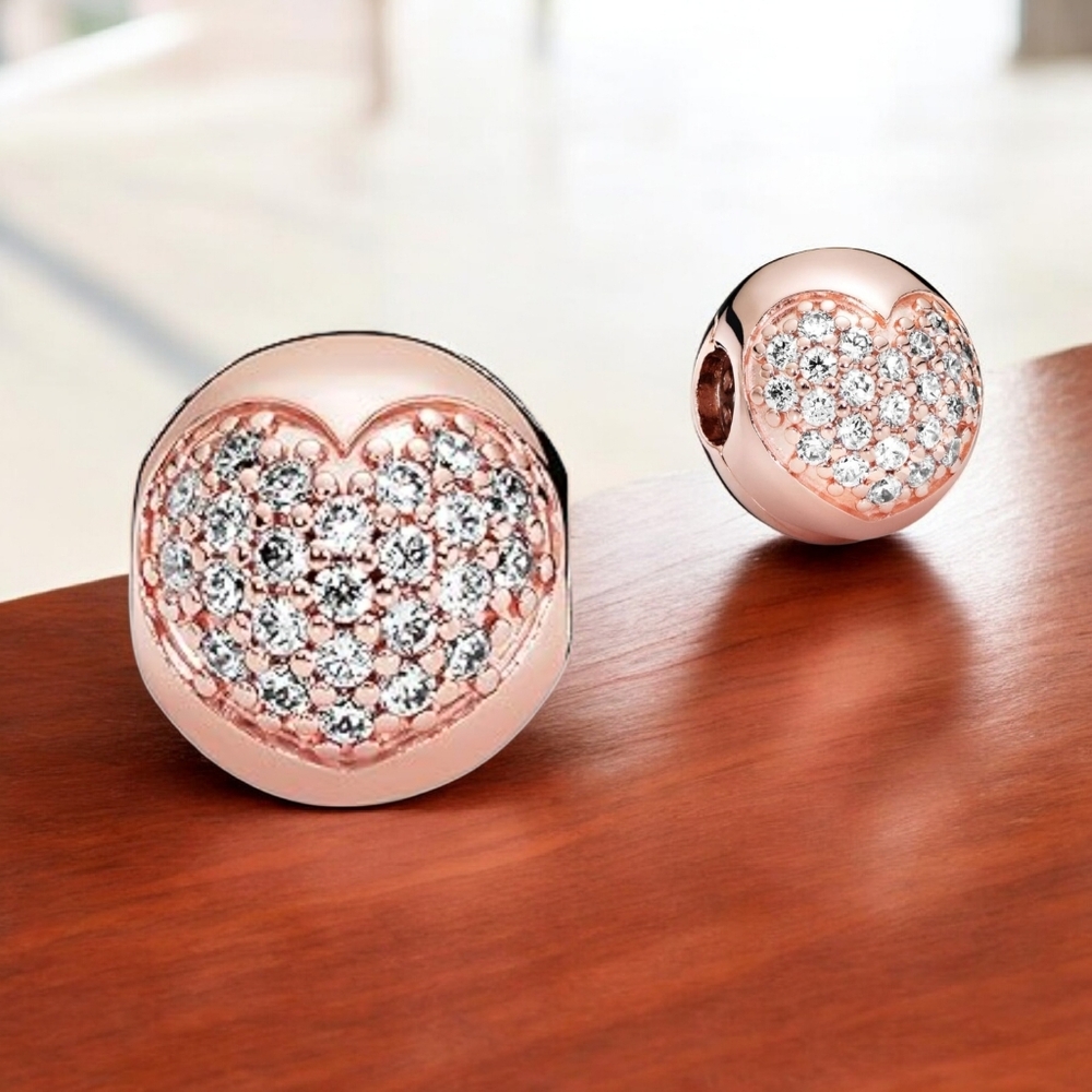Pandora Rose Love Of My Life Heart Clip Charm With Clear CZ Retired 781053CZ